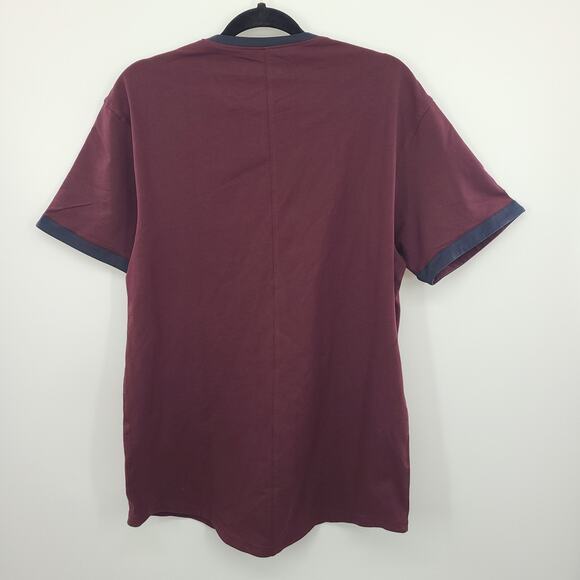 BYLT Men Maroon Drop Cut Ringer Lux Shirt Size Large‎ NEW Short Sleeve Casual - Picture 4 of 11